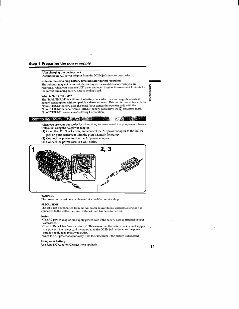 After charging the battery pack, What is "infolithium, Charging the battery pack | Step 1 preparing the power supply | Sony DCR-TRV510 User Manual | Page 11 / 136