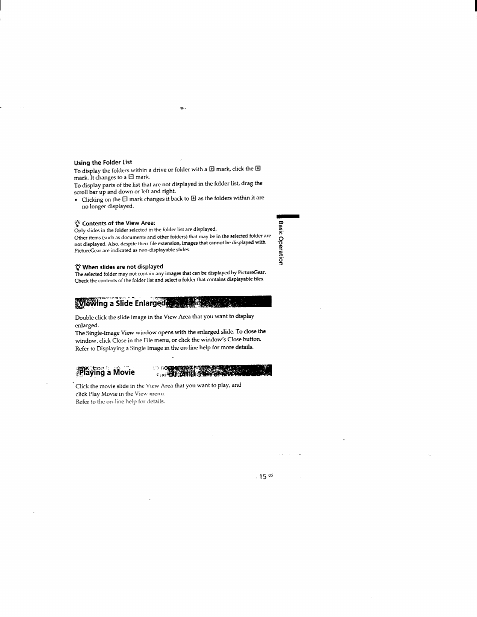 Using the folder list, Contents of the view area, When slides are not displayed | Sony DCR-TRV510 User Manual | Page 123 / 136