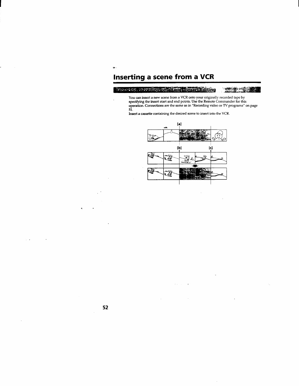 Inserting a scene from a vcr | Sony DCR-TRV510 User Manual | Page 52 / 136