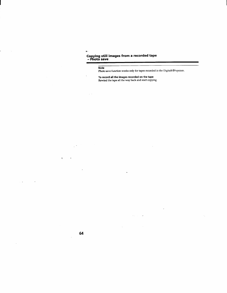 Note, To record all the images recorded on the tape | Sony DCR-TRV510 User Manual | Page 64 / 136