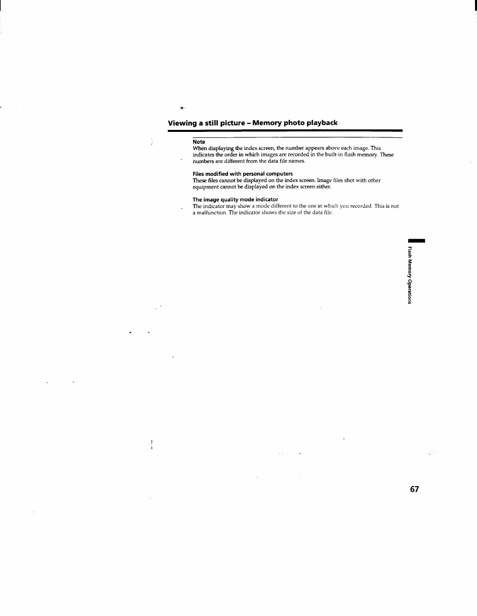Note, Files modified with personal computers, The image quality mode indicator | Sony DCR-TRV510 User Manual | Page 67 / 136