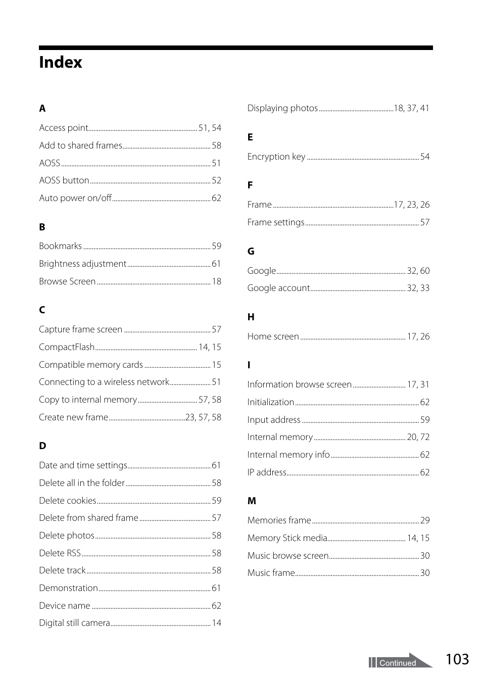 Index | Sony VGF-CP1U User Manual | Page 103 / 108