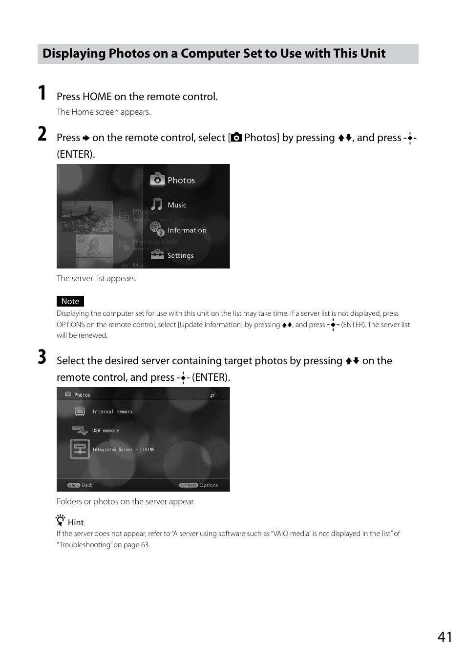 Displaying photos on a computer set to use, With this unit | Sony VGF-CP1U User Manual | Page 41 / 108