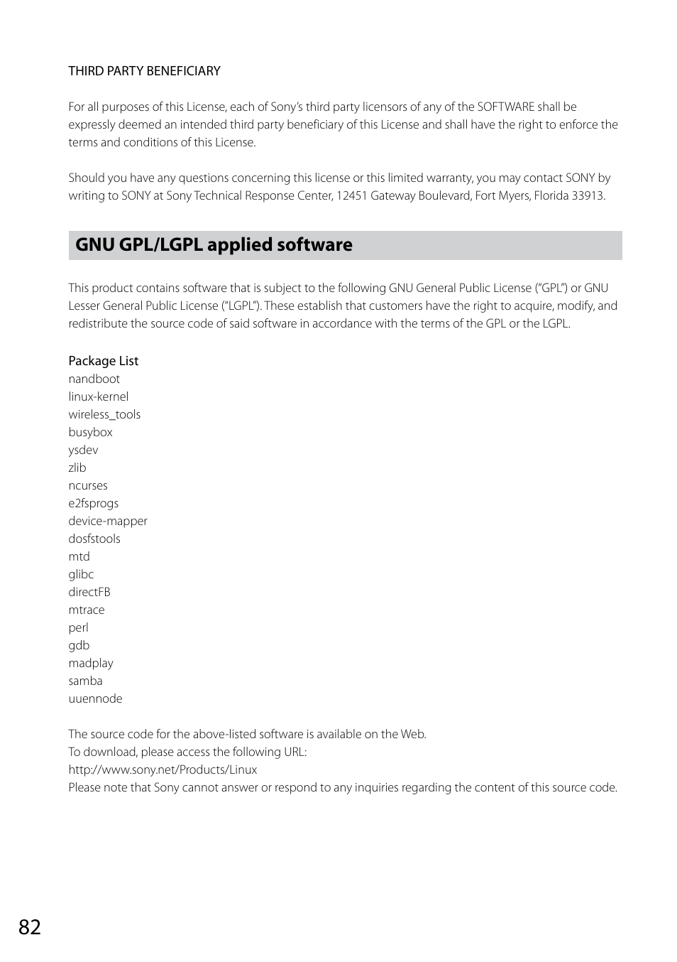 Gnu gpl/lgpl applied software | Sony VGF-CP1U User Manual | Page 82 / 108