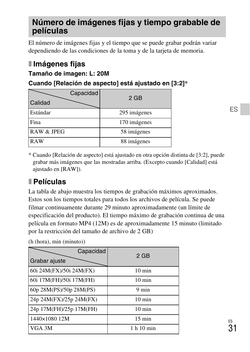 Ximágenes fijas, Xpelículas | Sony DSC-RX100M2COS User Manual | Page 109 / 120