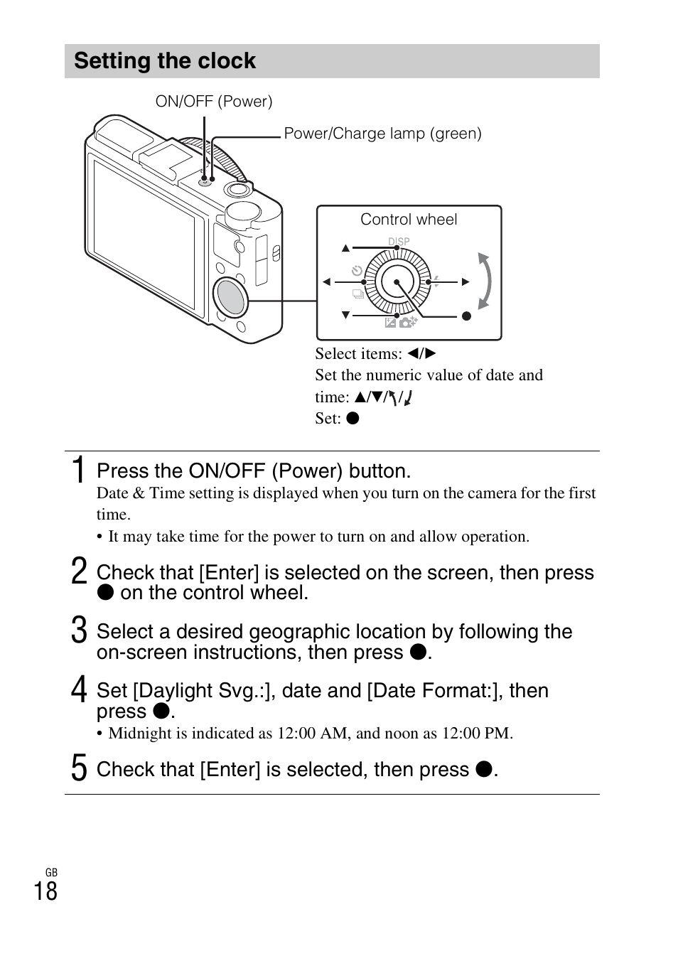 Setting the clock | Sony DSC-RX100M2COS User Manual | Page 18 / 120