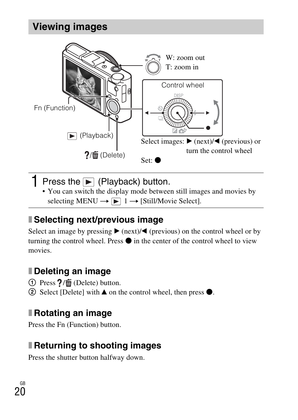 Viewing images | Sony DSC-RX100M2COS User Manual | Page 20 / 120