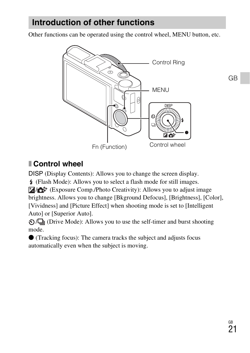 Introduction of other functions, Xcontrol wheel | Sony DSC-RX100M2COS User Manual | Page 21 / 120