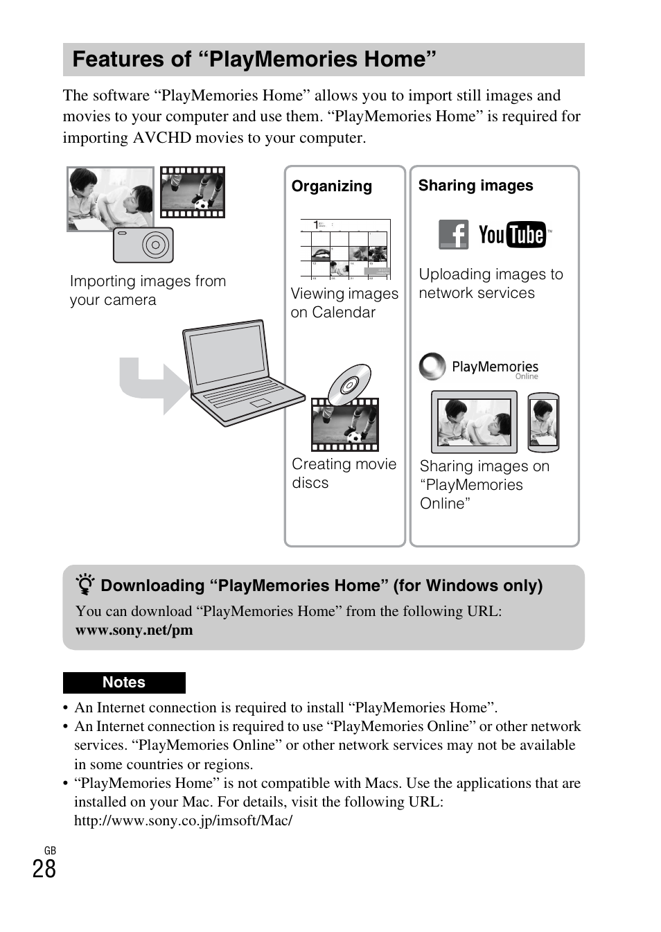 Features of “playmemories home | Sony DSC-RX100M2COS User Manual | Page 28 / 120
