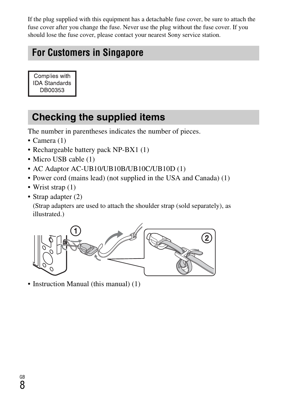 Checking the supplied items | Sony DSC-RX100M2COS User Manual | Page 8 / 120