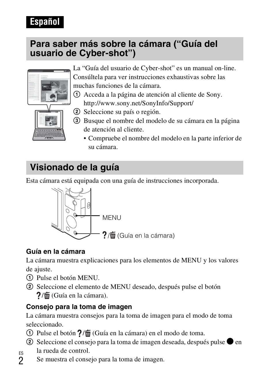 Español, Visionado de la guía | Sony DSC-RX100M2COS User Manual | Page 80 / 120
