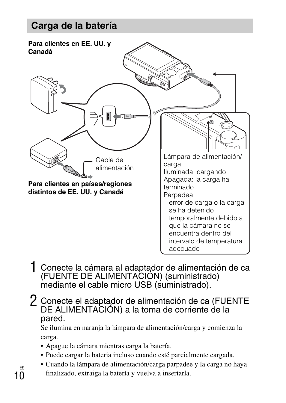 Carga de la batería | Sony DSC-RX100M2COS User Manual | Page 88 / 120