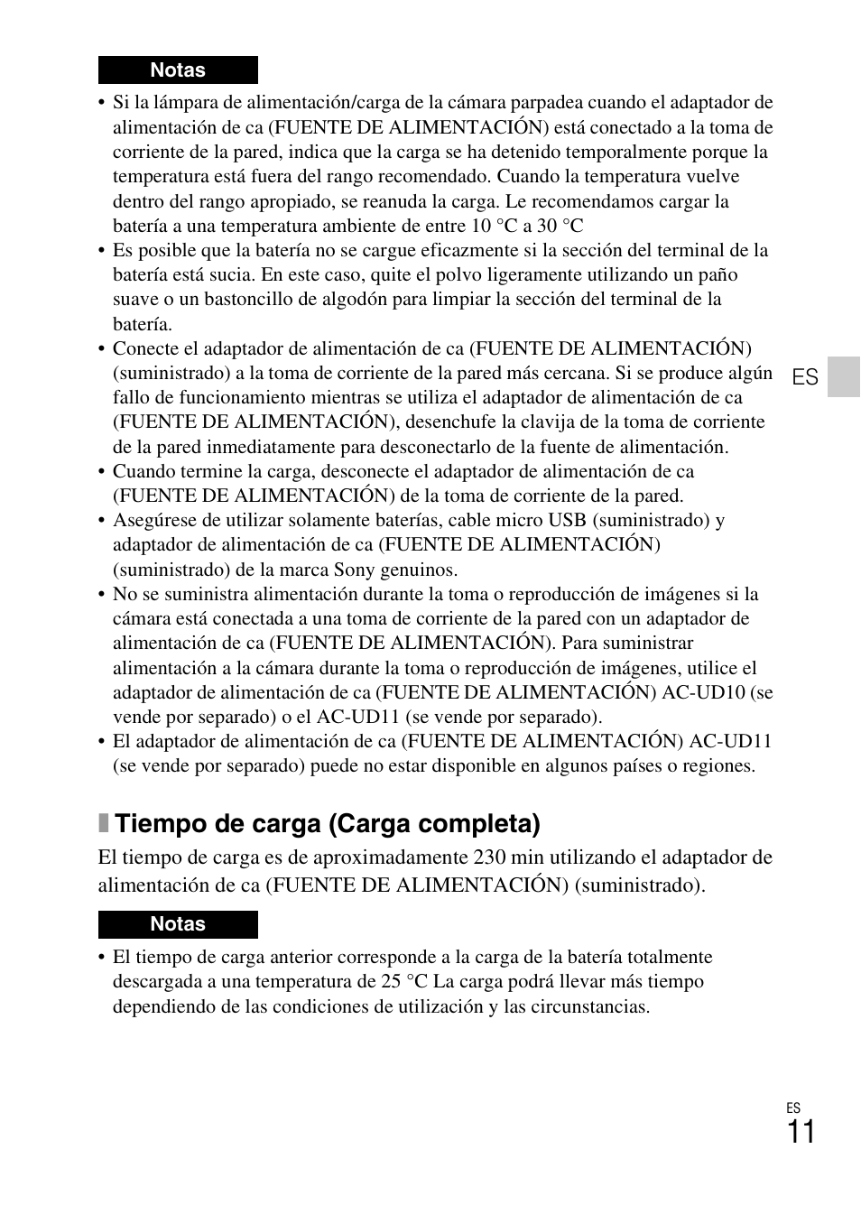 Xtiempo de carga (carga completa) | Sony DSC-RX100M2COS User Manual | Page 89 / 120