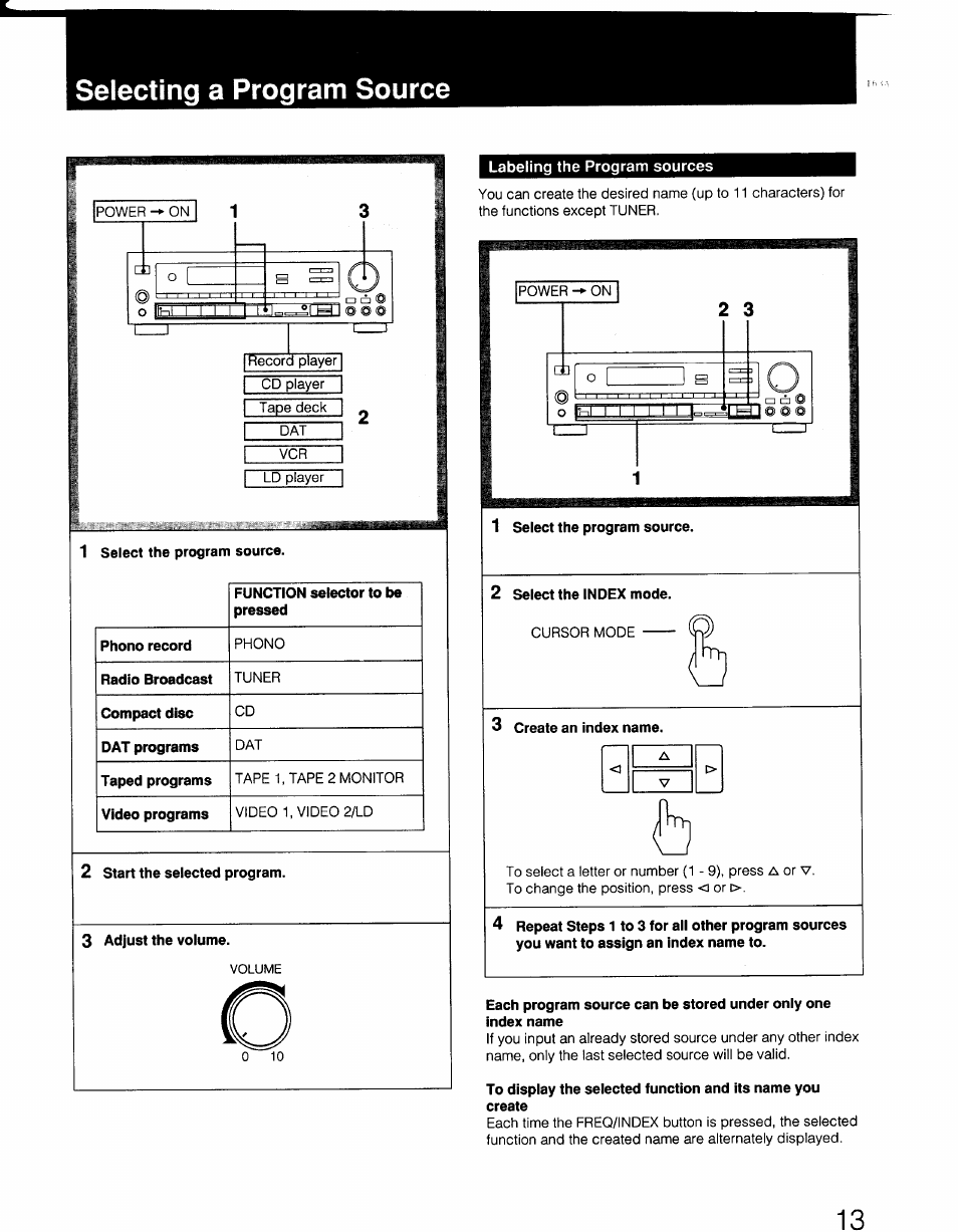 Selecting a program source | Sony STR-AV770X User Manual | Page 13 / 27