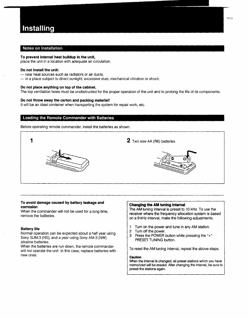 Installing | Sony STR-AV770X User Manual | Page 5 / 27