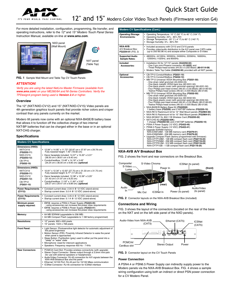 AMX Firmware version G4 User Manual | 2 pages