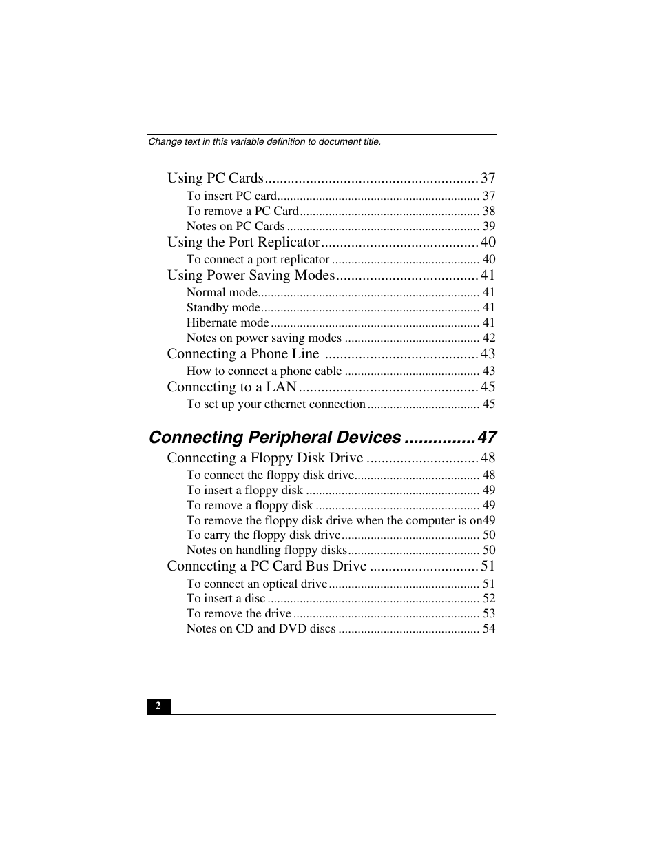 Connecting peripheral devices | Sony PCG-C1MVMP User Manual | Page 2 / 147