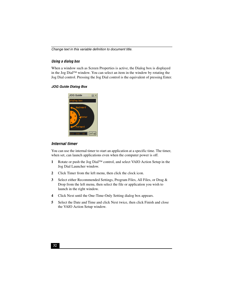 Internal timer | Sony PCG-C1MVMP User Manual | Page 32 / 147