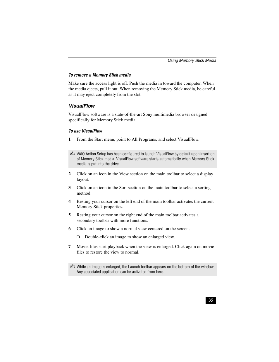 Visualflow | Sony PCG-C1MVMP User Manual | Page 35 / 147