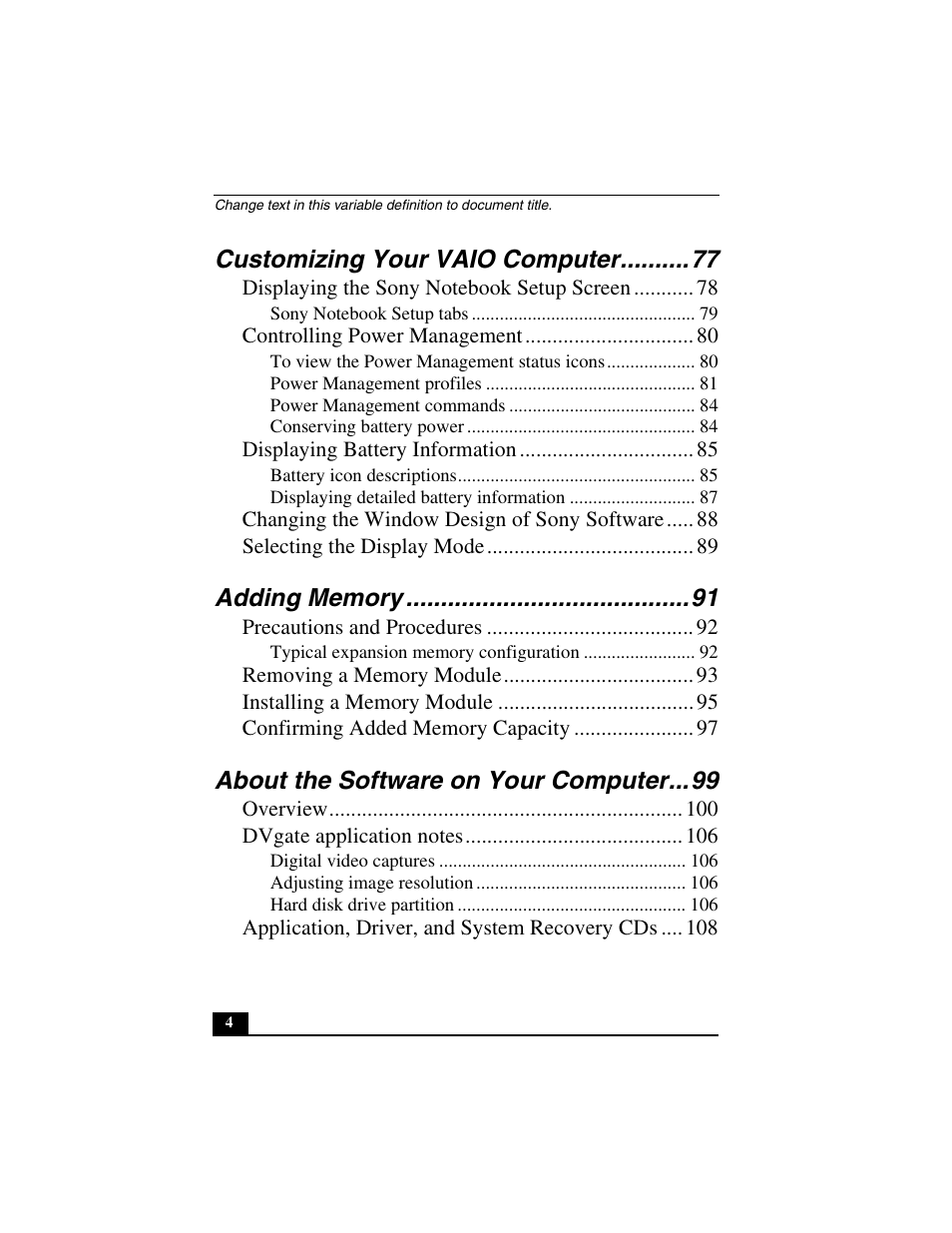 Customizing your vaio computer, About the software on your computer | Sony PCG-C1MVMP User Manual | Page 4 / 147