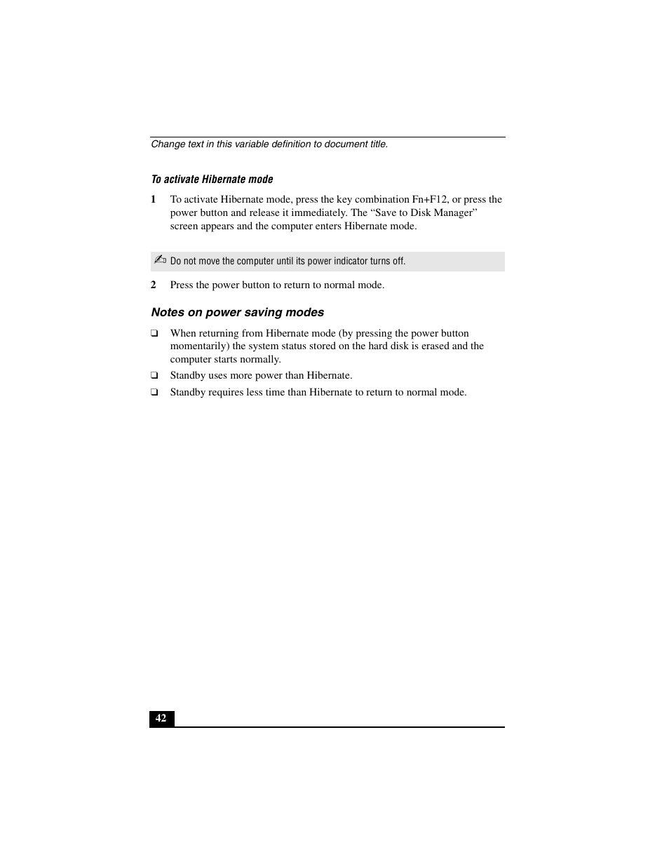 Notes on power saving modes | Sony PCG-C1MVMP User Manual | Page 42 / 147