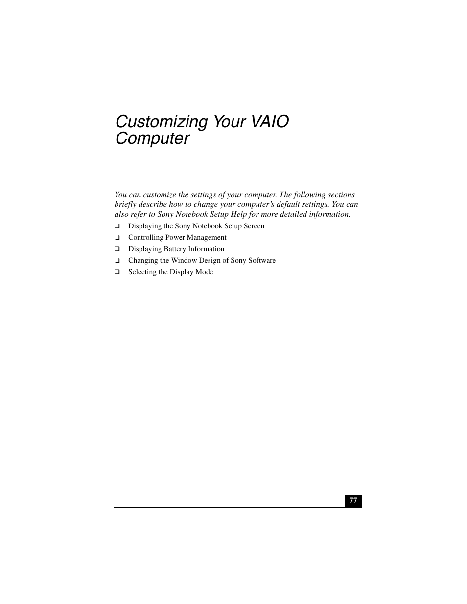 Customizing your vaio computer | Sony PCG-C1MVMP User Manual | Page 77 / 147