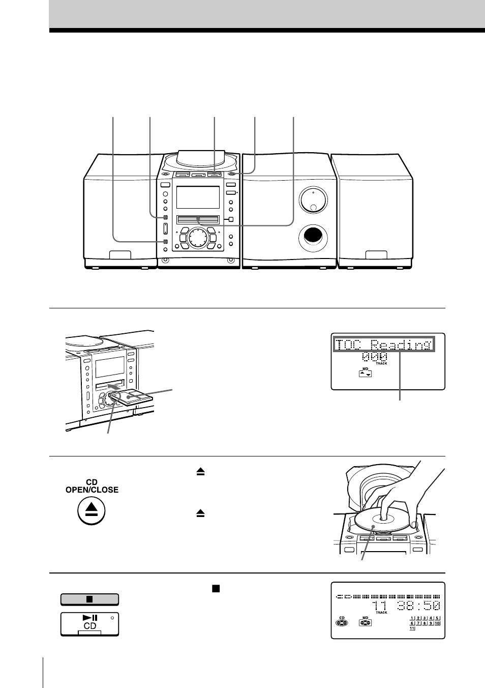 Recording a whole cd (synchronized recording), Recording a whole cd | Sony PMC-MD55 User Manual | Page 6 / 76