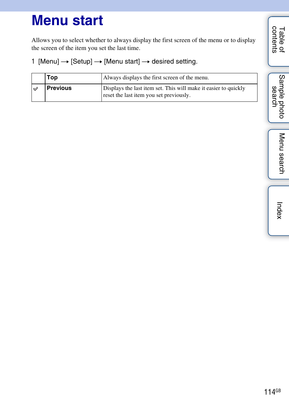 Menu start | Sony NEX-C3A User Manual | Page 114 / 170