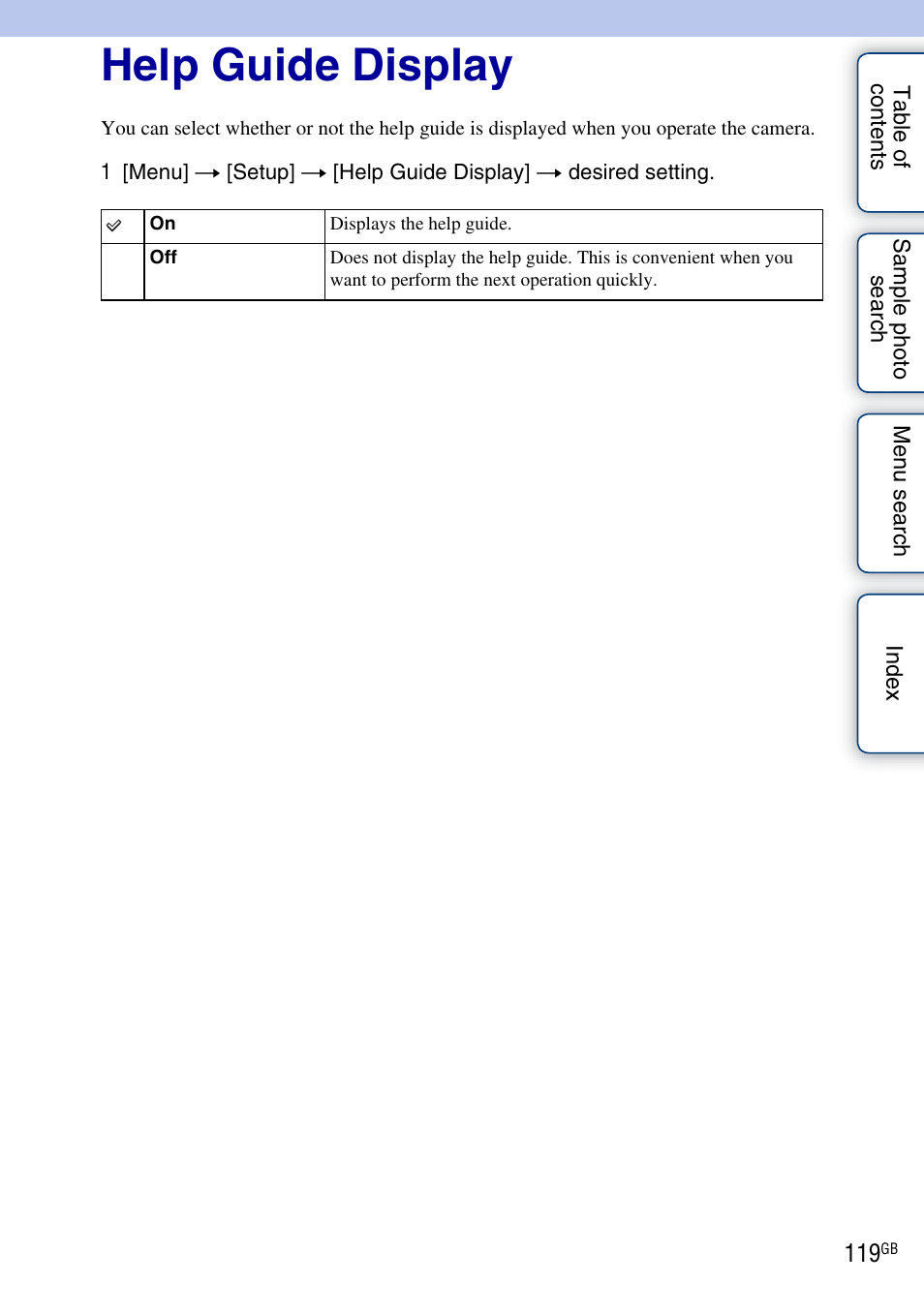 Help guide display | Sony NEX-C3A User Manual | Page 119 / 170