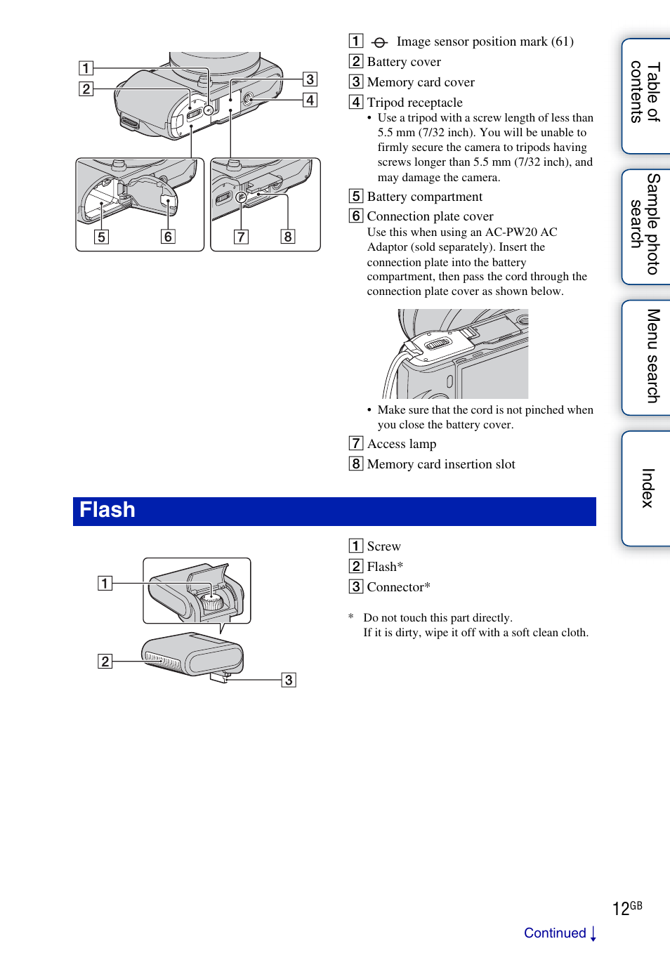 Flash | Sony NEX-C3A User Manual | Page 12 / 170