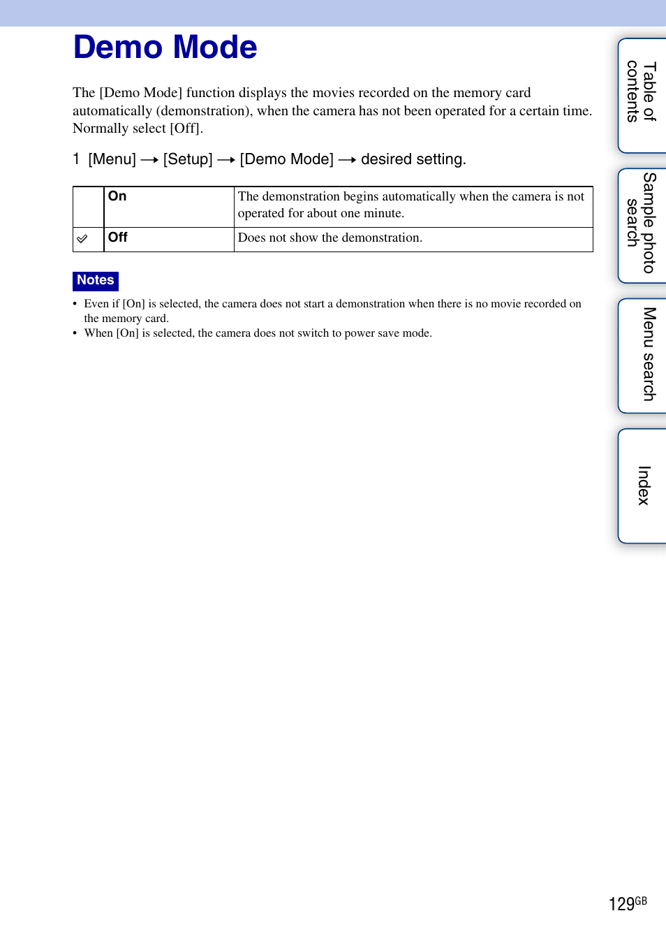 Demo mode | Sony NEX-C3A User Manual | Page 129 / 170