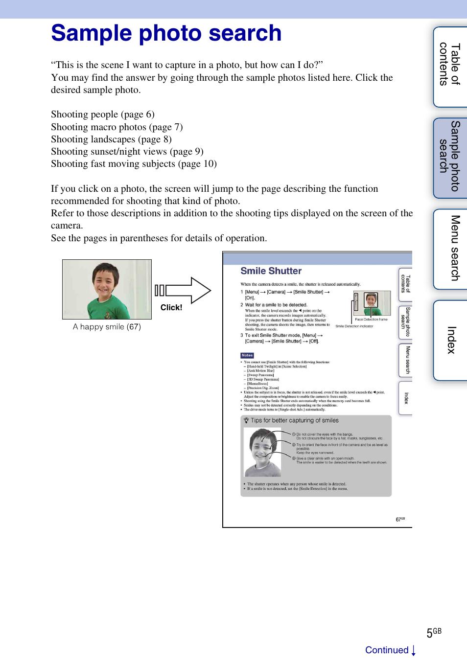 Sample photo search, E pho, Se ar | Sony NEX-C3A User Manual | Page 5 / 170