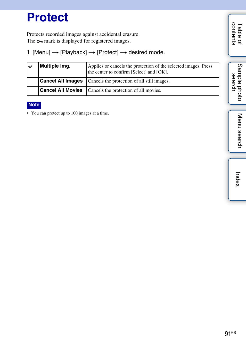 Protect | Sony NEX-C3A User Manual | Page 91 / 170