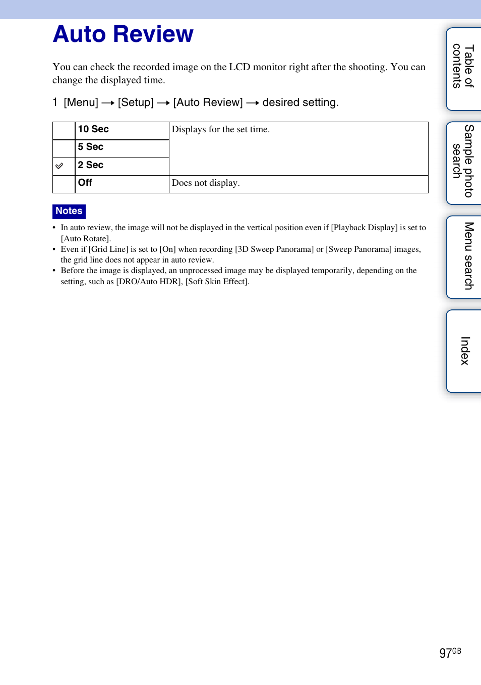 Auto review | Sony NEX-C3A User Manual | Page 97 / 170