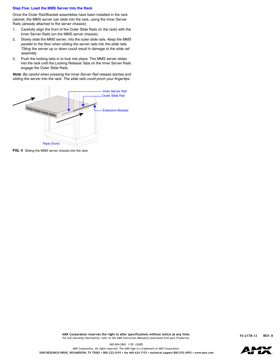 Step five: load the mms server into the rack | AMX Rack Rail Kit MMS Servers User Manual | Page 2 / 2