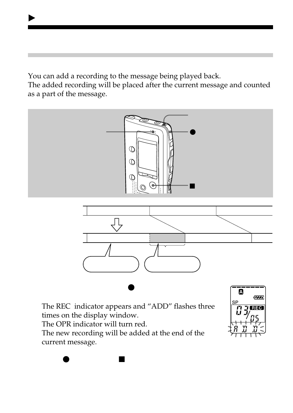 Adding a recording, Bediting messages | Sony ICD-BP100 User Manual | Page 24 / 68