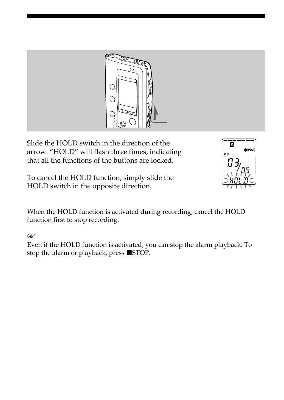 Preventing accidental operation — hold function | Sony ICD-BP100 User Manual | Page 38 / 68