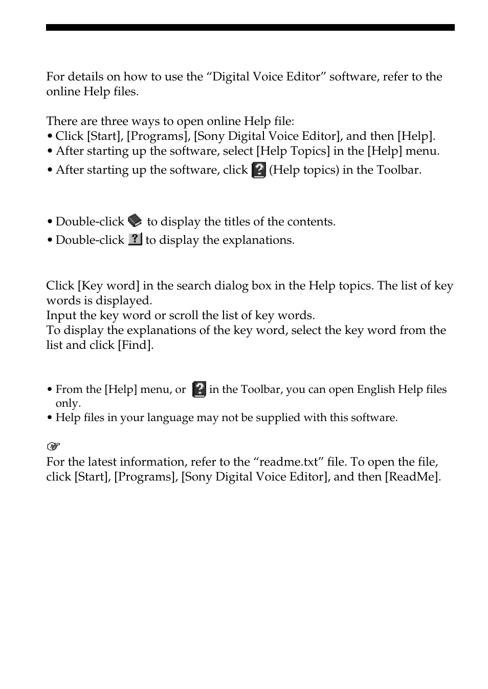 Using online help files of the software | Sony ICD-BP100 User Manual | Page 44 / 68
