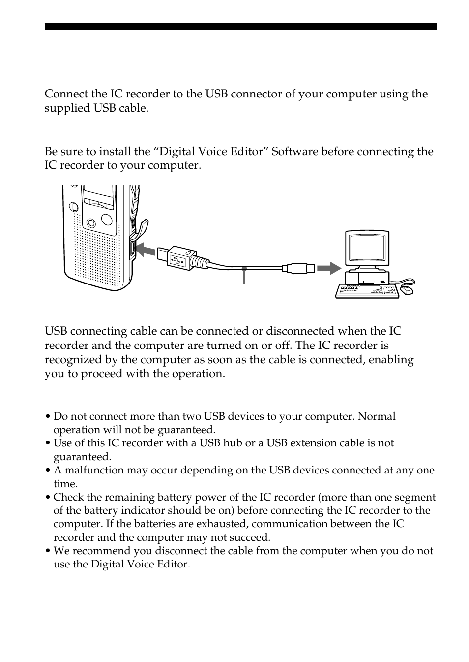 Connecting the ic recorder to your computer | Sony ICD-BP100 User Manual | Page 48 / 68