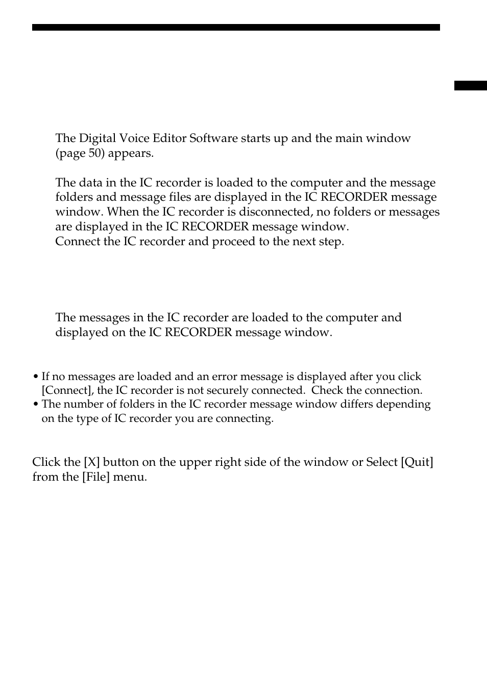Starting up the digital voice editor software | Sony ICD-BP100 User Manual | Page 49 / 68
