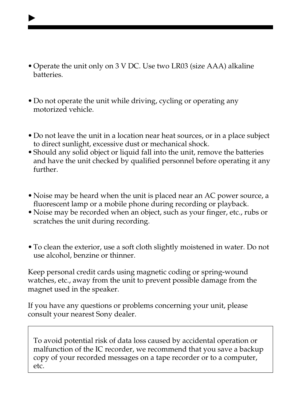 Precautions, Badditional information | Sony ICD-BP100 User Manual | Page 56 / 68
