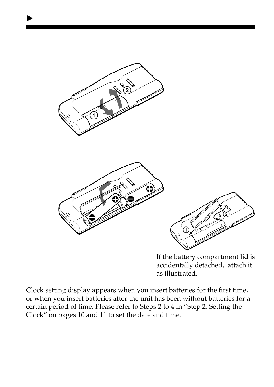 Step 1: installing the batteries | Sony ICD-BP100 User Manual | Page 8 / 68