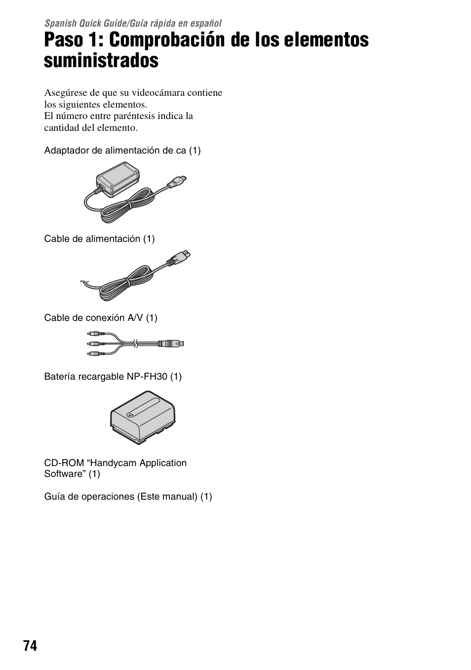 Spanish quick guide/guía rápida en español, Spanish quick guide, Guía rápida en español | Spanish quick guide/ guía rápida en español | Sony DCR-HC38 User Manual | Page 74 / 84