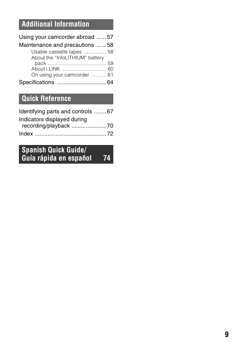 Sony DCR-HC38 User Manual | Page 9 / 84