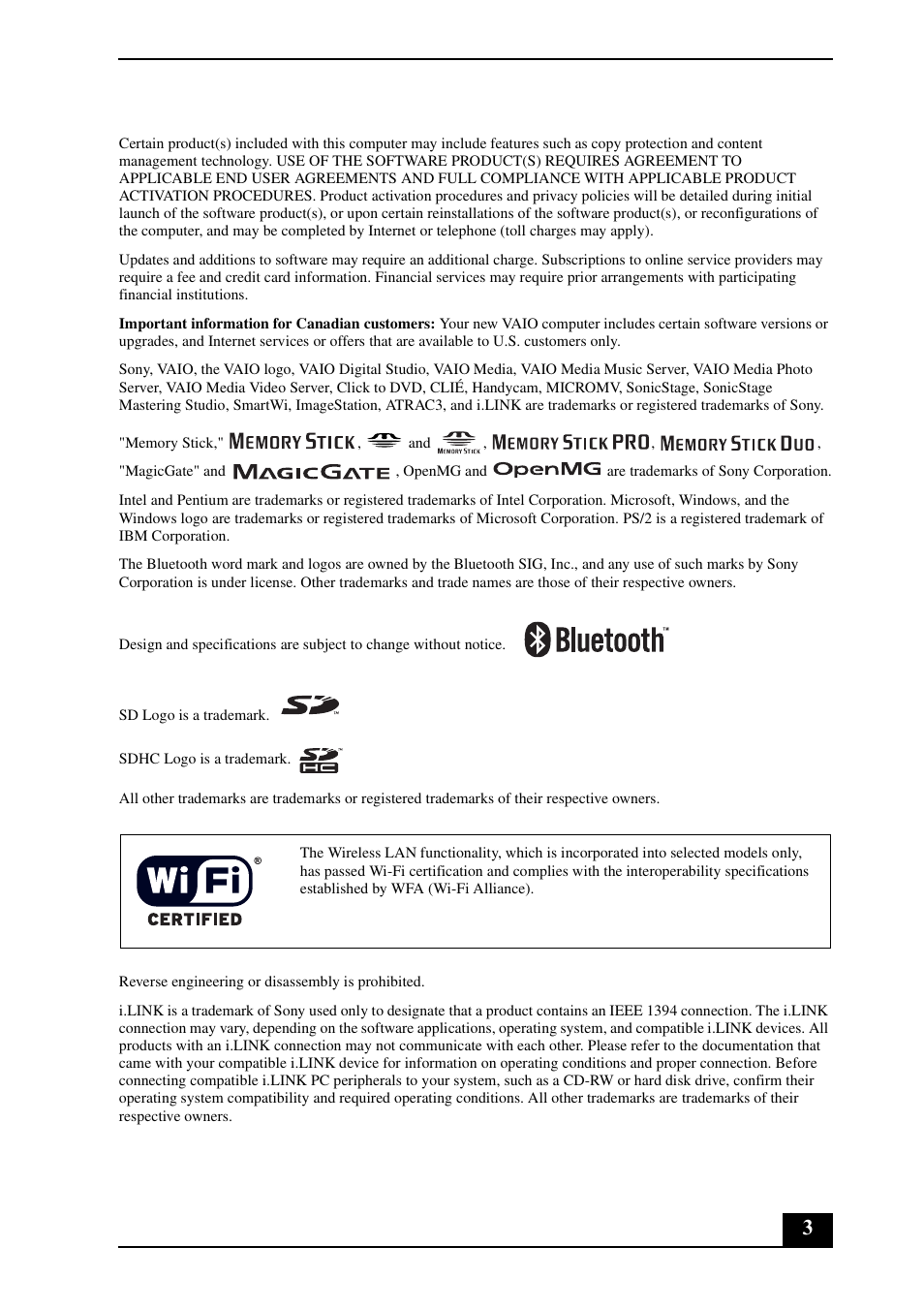 Sony VGN-AR570 User Manual | Page 3 / 24