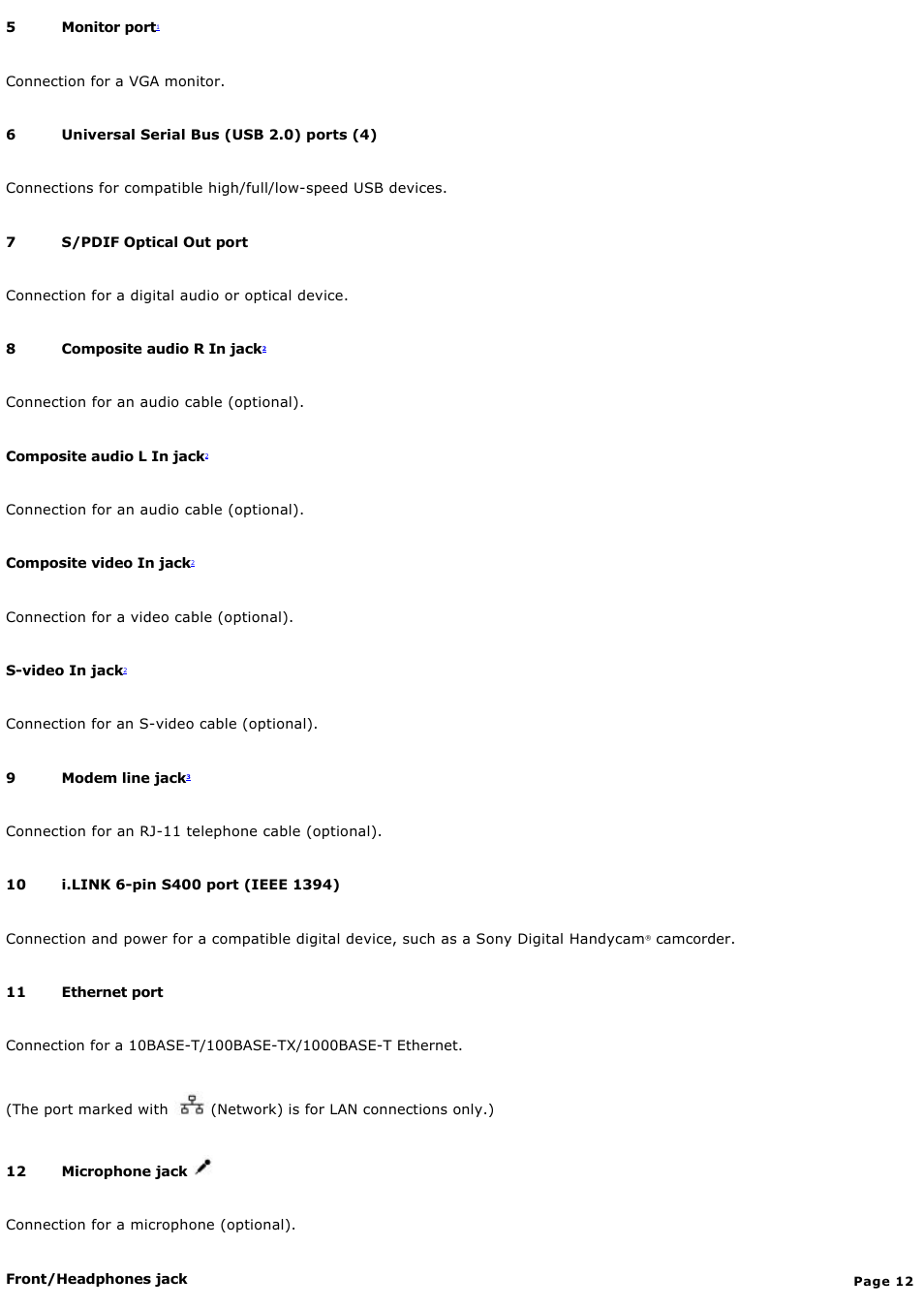 Sony VGC-RB64GY User Manual | Page 12 / 131