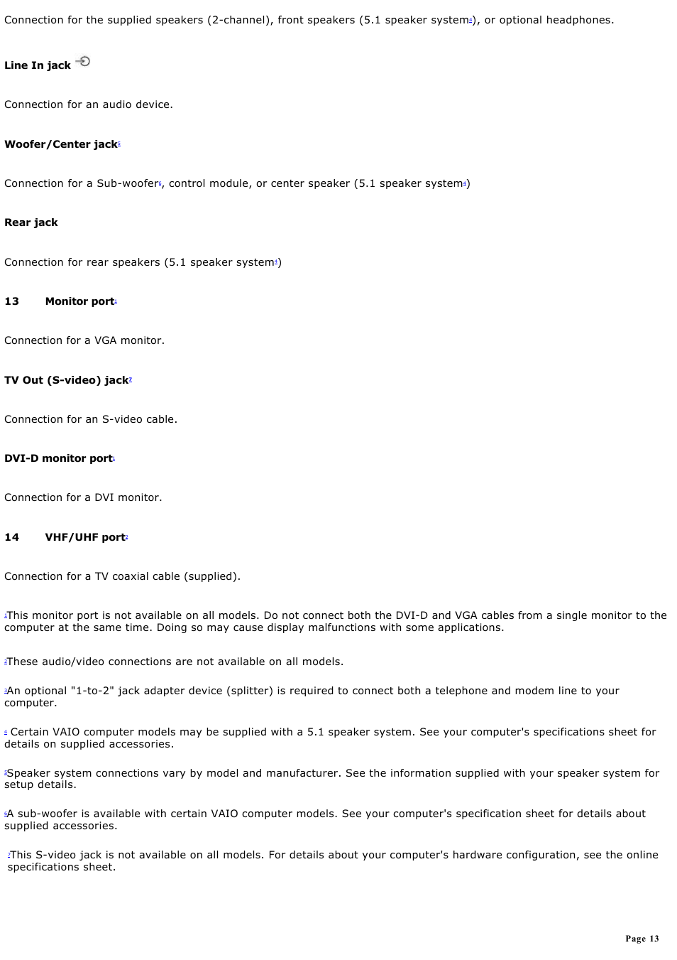 Sony VGC-RB64GY User Manual | Page 13 / 131