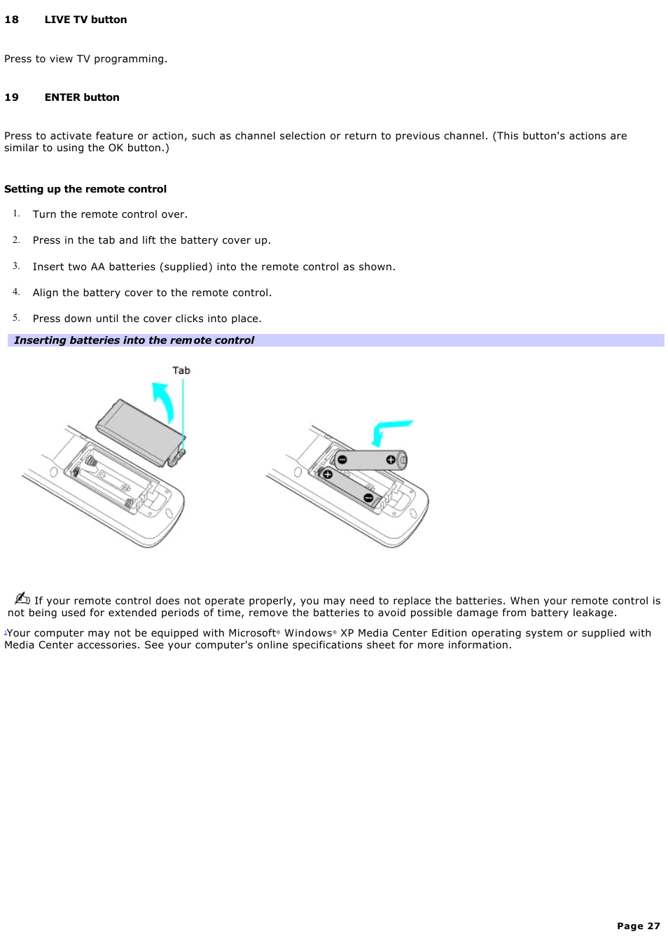Sony VGC-RB64GY User Manual | Page 27 / 131