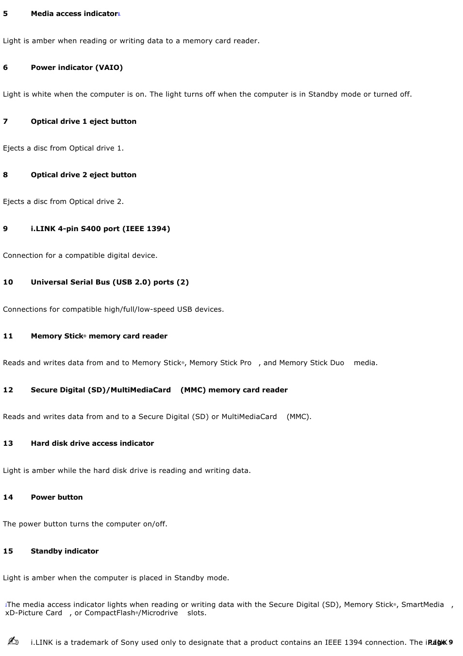 Sony VGC-RB64GY User Manual | Page 9 / 131