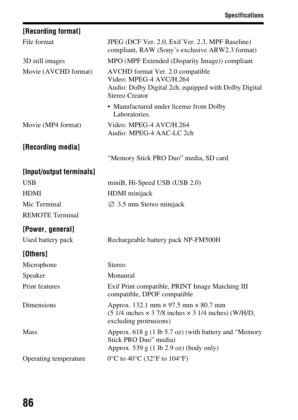 Sony SLT-A57M User Manual | Page 86 / 96